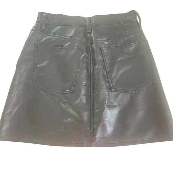 AGOLDE Black Criss Cross Recycled Leather Mini Skirt in Detox - Size 25/XS - Picture 5 of 16